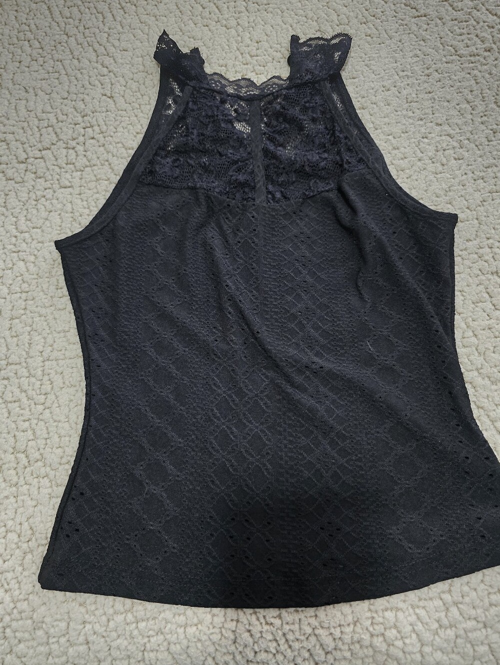 Black Lace High-Neck Women's Tank Top